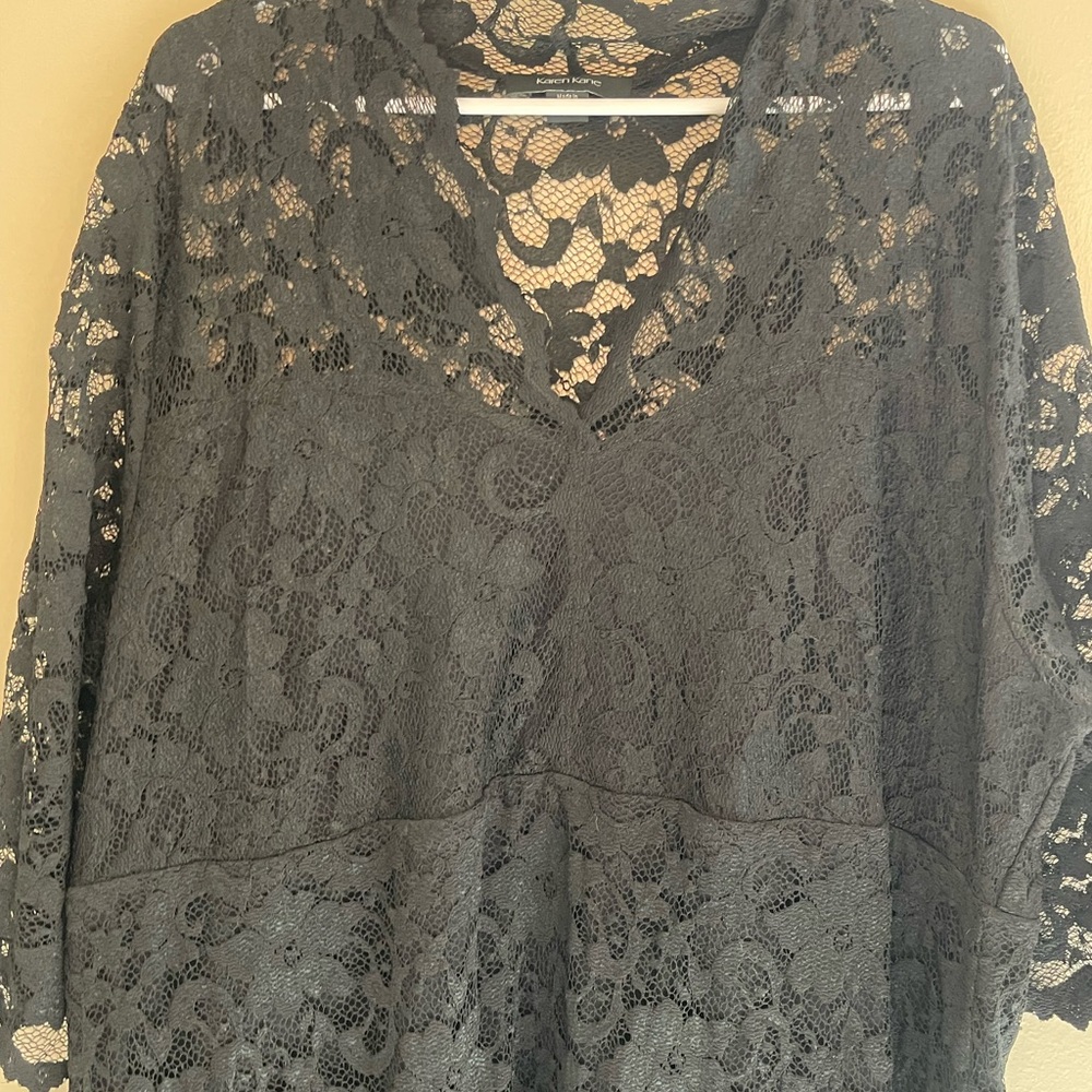 Karen Kane - Black Lace Long Sleeve Top